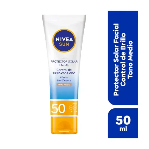 Protector solar facial Nivea sun control de brillo color medio FPS 50 - 50 ml