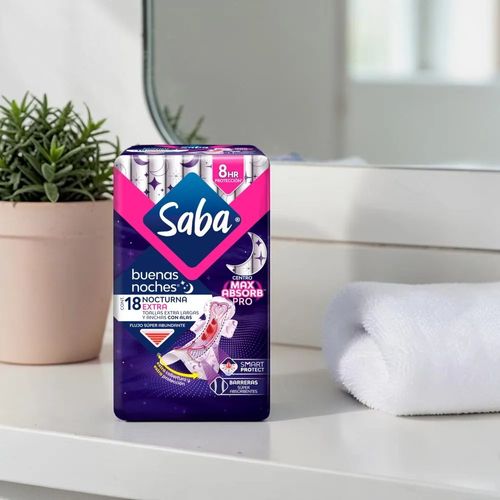 Toalla Saba Buenas Noches Extra 18u Unidad