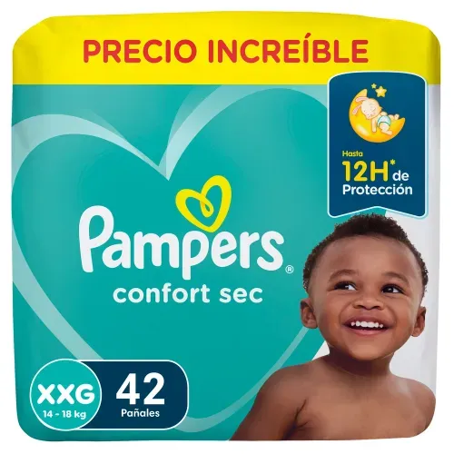 Pañales Pampers Confort Sec Talla XXG Hasta 12h de Protección - 42 Uds