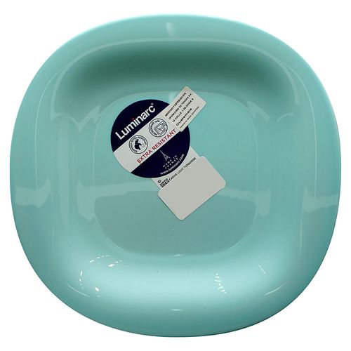 Plato Llano Caribe Turquesa Vidrio Opal