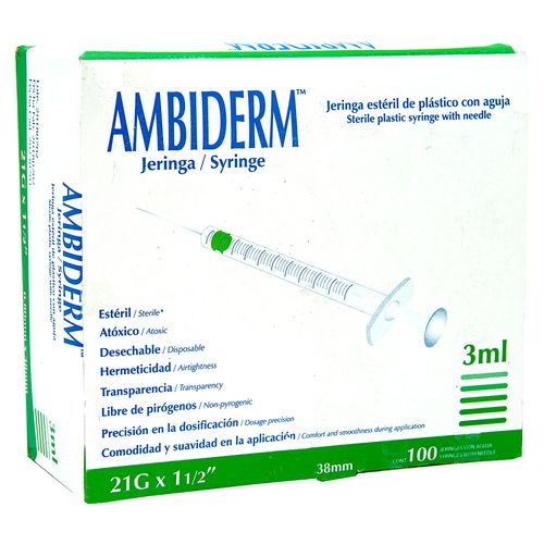 Jeringa 3 Ml Aguja 21 Por Unidad