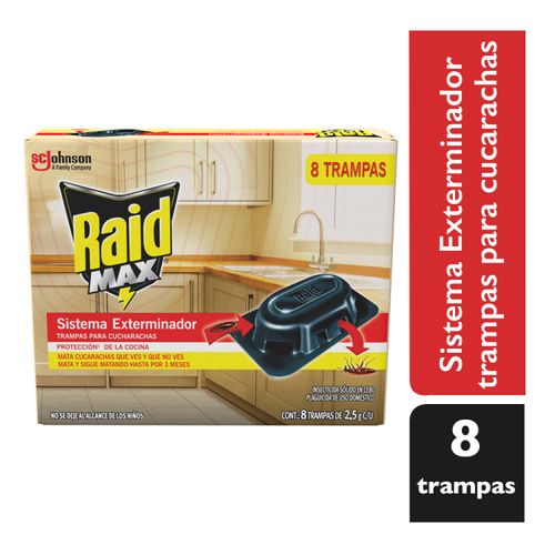 Sistema Exterminador RAID® MAX®, Trampas Para Cucarachas 8 piezas 16 G/12