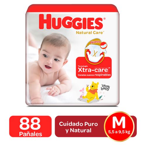 Pañales Huggies Natural Care Etapa 2/M 88U