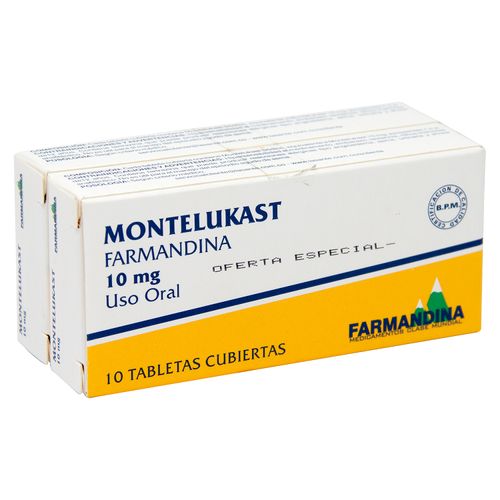 2Pk Montelukast Fdina 10Mg 10 Tabs Una Caja-Precio indicado por corticosteroidesxx