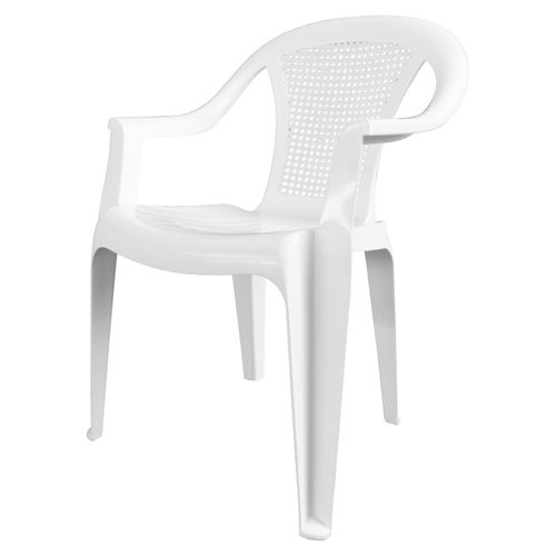 Silla plástica Megaplast con brazos color blanco - 1 Ud