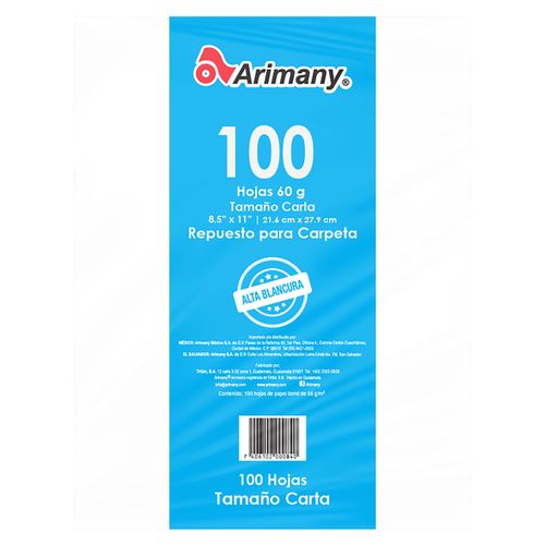 Hojas Arimany 60Gramos Blanco Carta