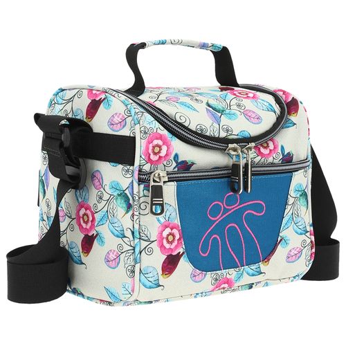 Lonchera Totto color blanco con diseño floral