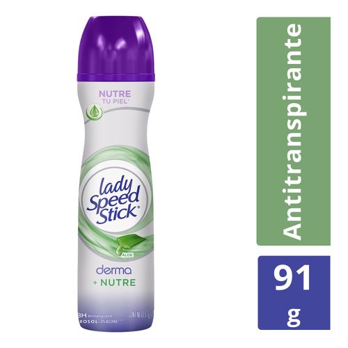 Desodorante Antitranspirante Lady Speed Stick Derma + Nutre Aloe Aerosol 91 g