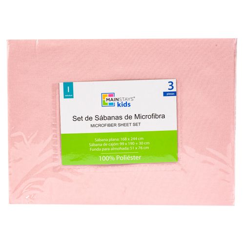 Msk Set Sabanas 3Pzas Rosa Lisa Twin
