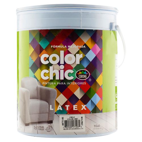 Pintura Latex Color Chic, Para Interiones Fórmula Mejorada Color Cielo - 1 Galón