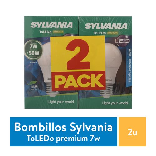 Bombillo Led Sylvania, 7W Luz blanca rosca E27 - 2 Uds