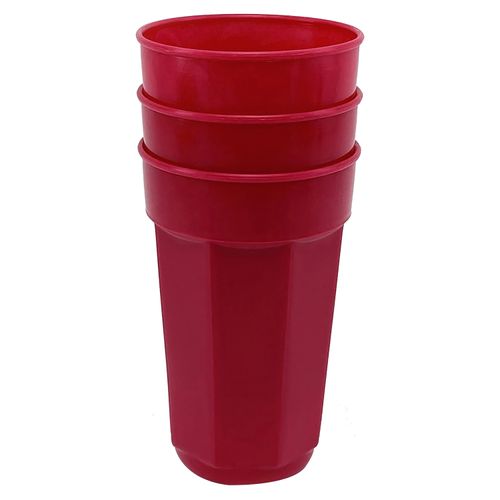 Vaso Facetado (22 Oz) Guateplast  Set De 3 Rojo Chef 0