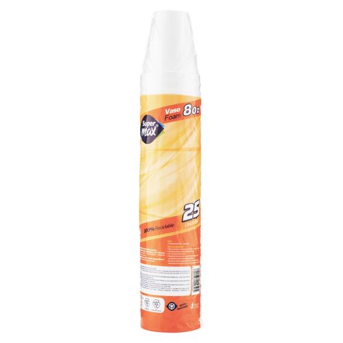 Vaso Desechable Supermax Foam 8Oz - 25 Unidades