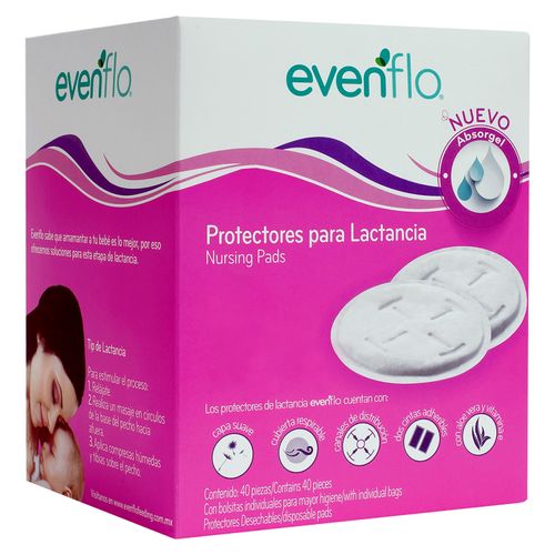 Pads Protectores Evenflo para Lactancia Con Absorgel- 40 Unidades