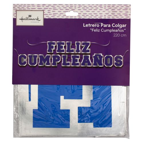 Letrero Caarnival Azul Metálico Feliz Cumpleaños