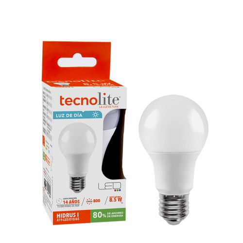 Tecnolite, BOMBILLO LED  A19  8.5W100-240V6500KE27800LM