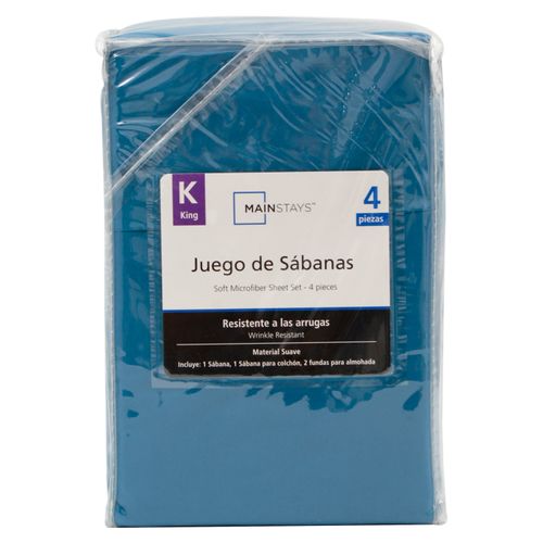 Set De Sábanas Mainstays Color Azul Tamaño King