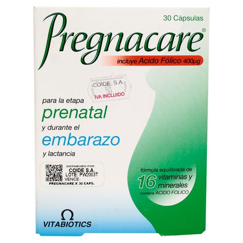 Vitaminas Pregnacare 30 Cápsulas