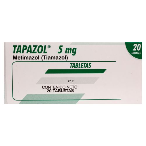 Tapazol 5 Mg 20 Tabletas Una Caja