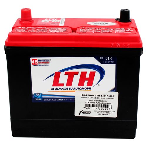 Batería para auto LTH L-51R de  500 CCA 13 placas