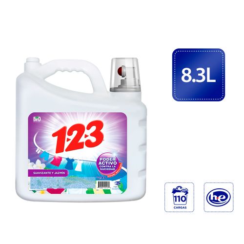 Detergente Líquido 123 Suavizante Jazmín - 8.3Lt
