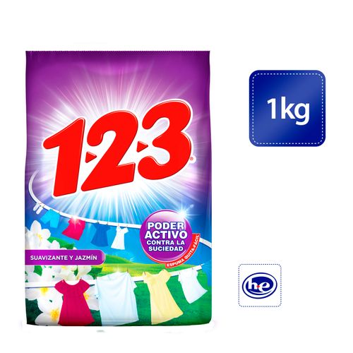 Detergente en Polvo 123 Suavizante Jazmín - 1000 g
