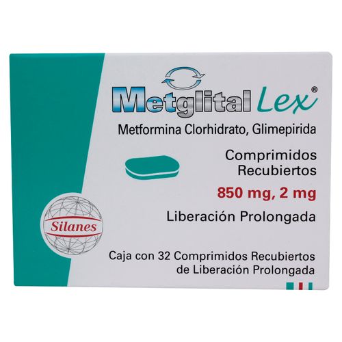 Metformina Laboratorios Silanes Metglital Lex 2Mg/850Mg 32 Tabletas