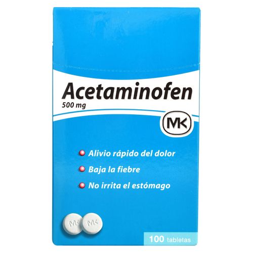 Acetaminofén Mk 100 Tabletas -500mg - Precio indicado por Unidad-