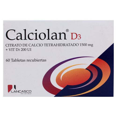 Calciolan D3 1500Mg/200Ui Caja X 60 Tabletas