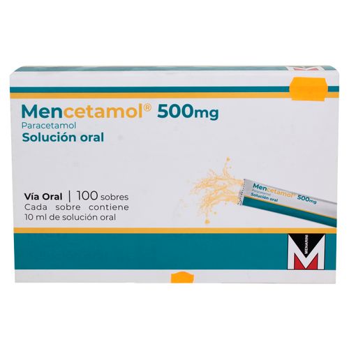 Mencetamol Menarini 500mg 100 Sol Oral Bebible - Precio Indicado por Sobre -