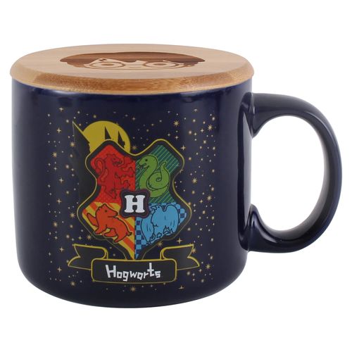 Taza Harry Potter Porcelana Tapa De Bambú 460ml