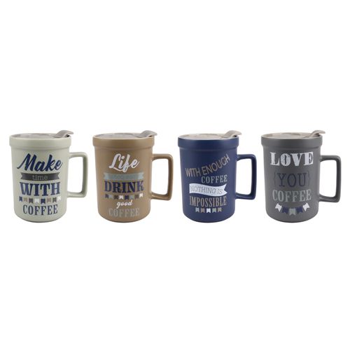Taza marca Home Trends con tapa -460ml