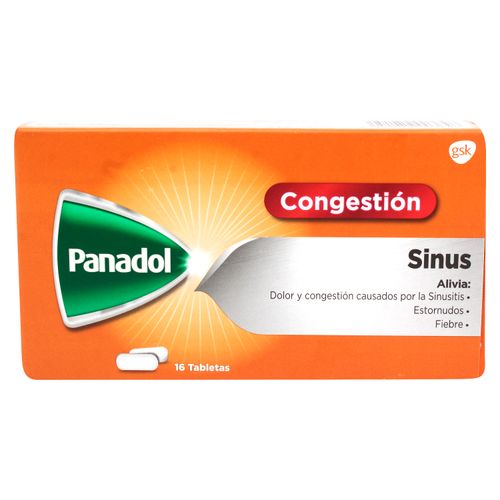 Antigripal, Panadol Congestión Sinus, Caja 16 Tabletas