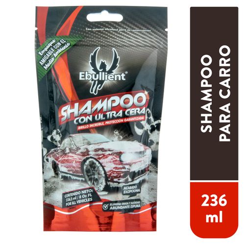 Shampoo Ebullient Con Ultra Cera Para Carro, Elimina Grasa Y Suciedad Doypack - 236ml