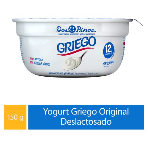 Yogurt Griego Dos Pinos Original Delactosado, 0% Azúcar Añadido, Sin Lactosa - 150g