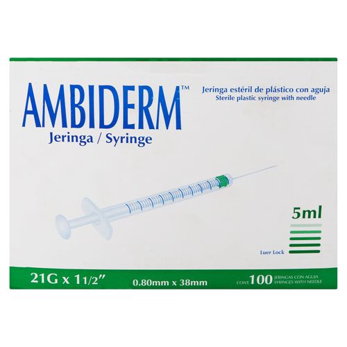 S Jeringa Ambiderm 5Ml Luerlock 21G 38Mm 100Uds