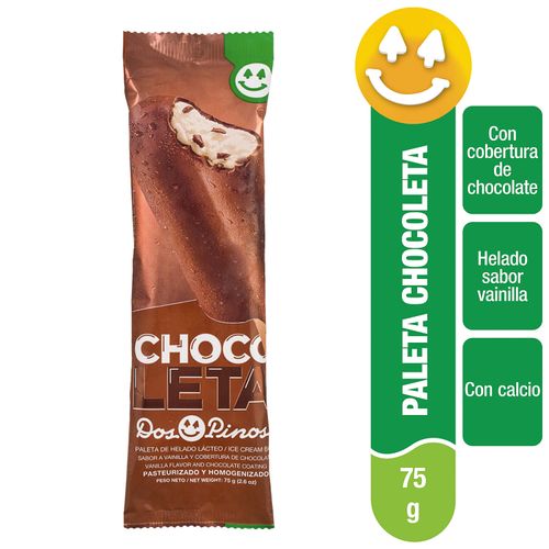 Paleta Chocoleta Dos Pinos, Sabor Vanilla Cobertura De Chocolate  - 75g