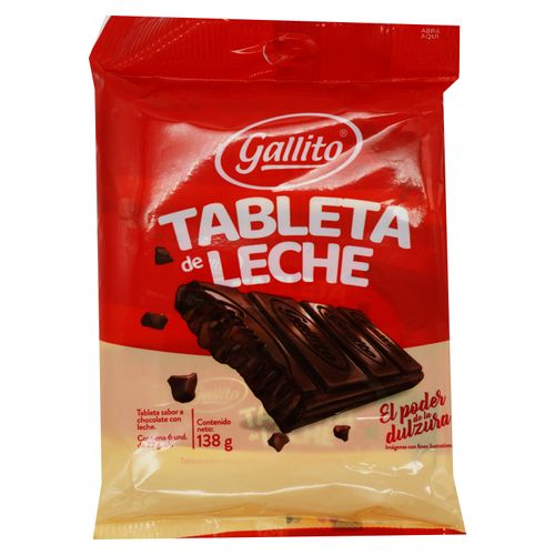 Tableta Chocolate Gallito Leche Paquete - 138gr