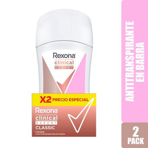 Desodorante en barra Rexona clinical expert clasic  2 pack - 92 g