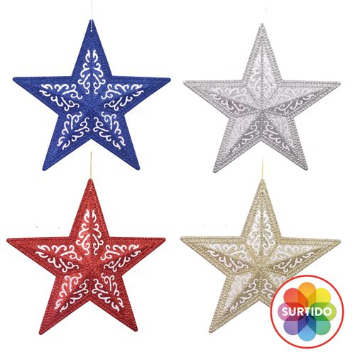 Adorno Navidad Marca Holiday Time Para Árbol Estrella 35cm