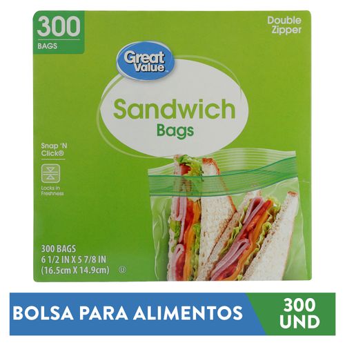 Bolsas Para Alimento Marca Great Value Sándwich - 300Uds