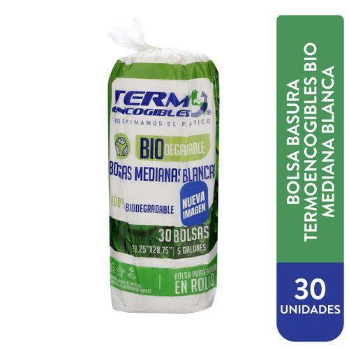 Bolsa Basura Termo Bio - Rollo Mediana (21.25X28.75) Blanca- 30U