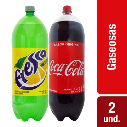 Gaseosa Coca-Cola Original Y Fresca Original 2 Pack - 3Lt