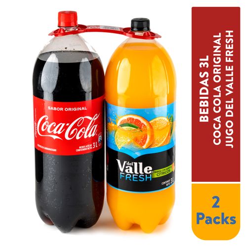 Gaseosa Coca-Cola Original Y Jugo Del Valle Fresh Naranja 2 Pack -  3Lt