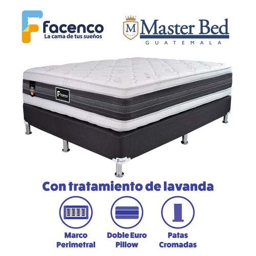 Set cama y colchón Master Bed queen diamante color blanco