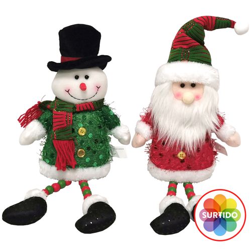 Figura Tela Sentada Santa O Snowman Bd