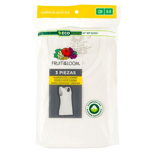 Camiseta Fruit Of The Loom Para Niño Color Blanca S