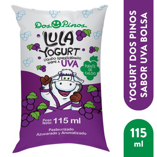 Yogurt Dos Pinos, sabor Uva bolsa -115ml