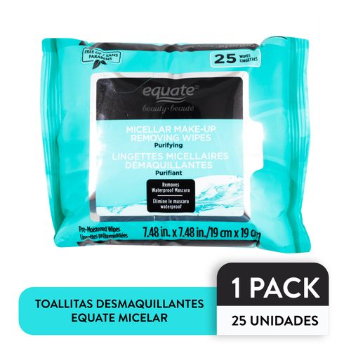Toallitas Equate Desmaquillante Micelar - 25 Uds
