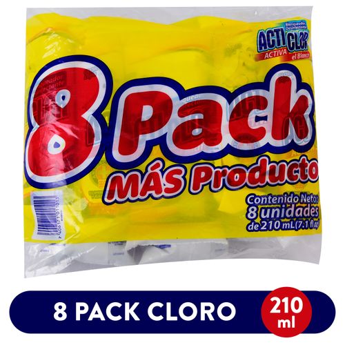 8 Pack Cloro Acticlor Populino - 210ml